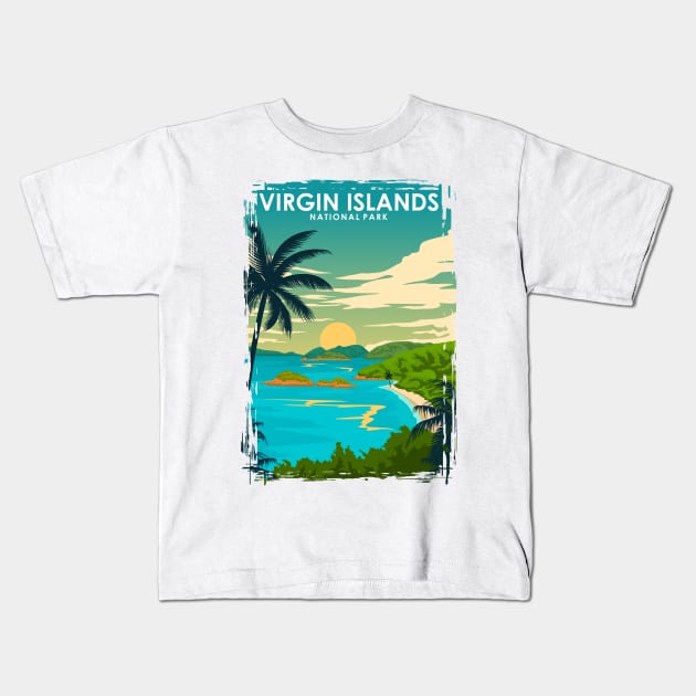 Virgin Islands National Park Vintage Travel Poster Kids T-Shirt by jornvanhezik